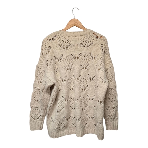 American Eagle Outfitters  Oversized Cream Crew Neck Sweater - Picture 4 of 7